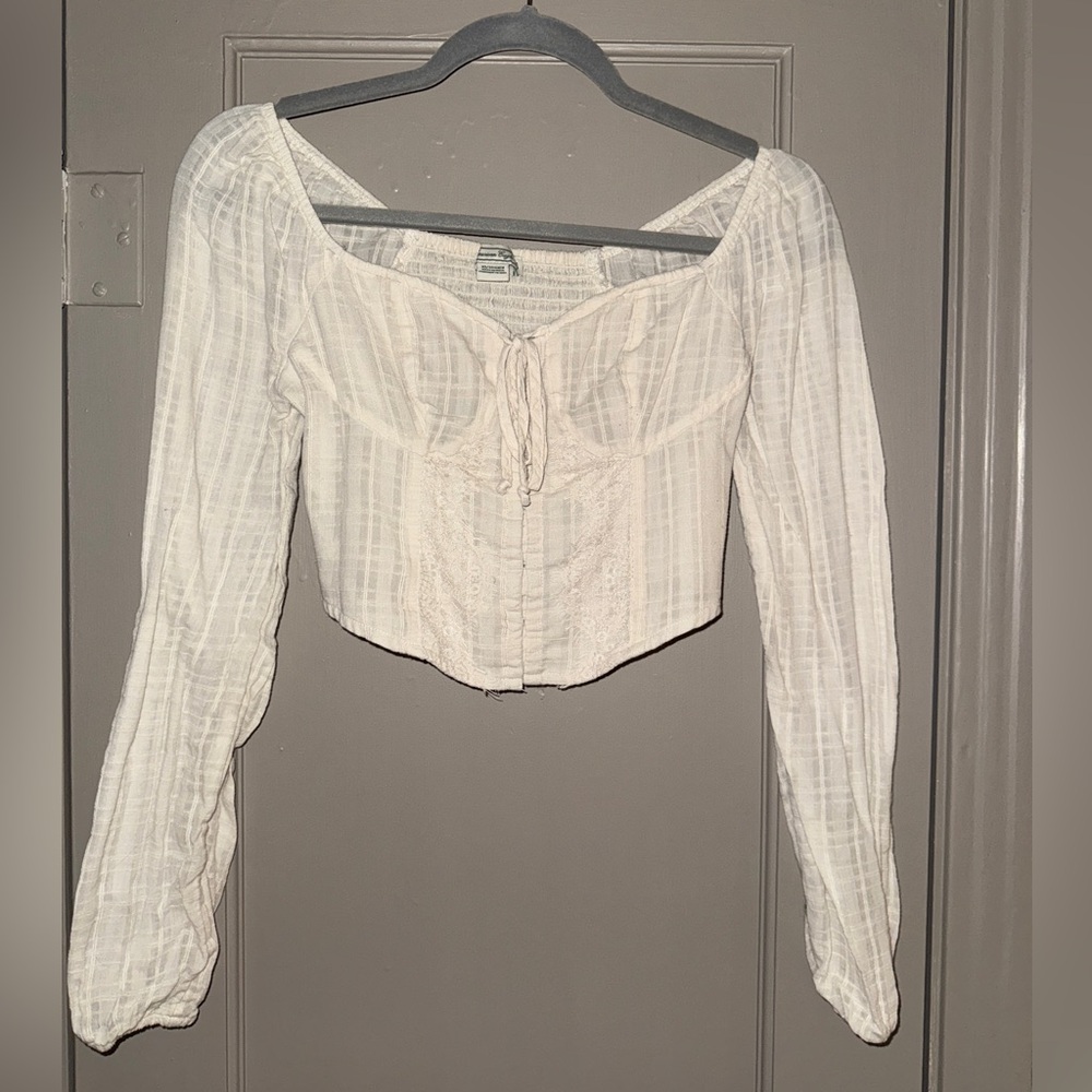 American Eagle long-sleeve corset-style crop top